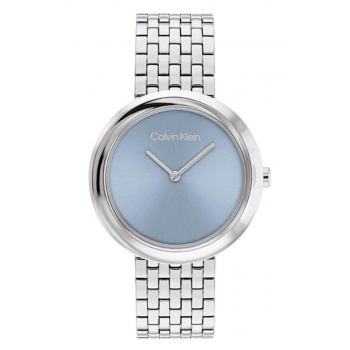 Calvin Klein Twisted Bezel 25100065 Γυναικείο Ρολόι Quartz 34mm με Ασημί Ανοξείδωτο Μπρασελέ και Γαλάζιο Καντράν Calvin Klein Twisted Bezel 25100065 Γυναικείο Ρολόι Quartz 34mm με Ασημί Ανοξείδωτο Μπρασελέ και Γαλάζιο Καντράν
