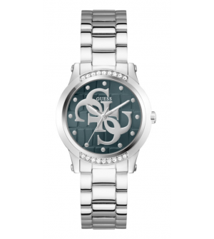 Guess Γυναικείο Ρολόι GW0861L7, Quartz, 36mm, Ανοξείδωτο Ατσάλι, Ασημί Μπρασελέ, Πράσινο Καντράν