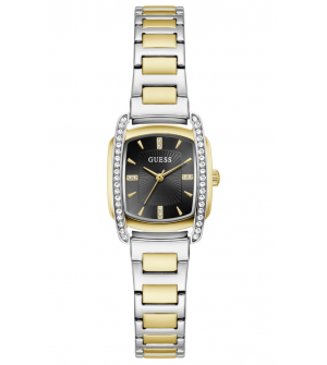 GUESS ETTA GW1096L8 Γυναικείο Ρολόι Quartz, Δίχρωμο Ανοξείδωτο Ατσάλι, Μαύρο Καντράν, 25mm