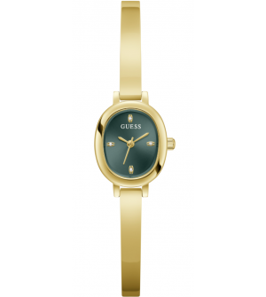 GUESS Penelope Crystals GW0924L7 Γυναικείο Ρολόι Μπαταρίας με Χρυσό Ανοξείδωτο Μπρασελέ και Πράσινο Καντράν 21mm