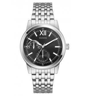 GUESS Emerson GW0976G1 Ανδρικό Ρολόι Quartz με Ασημί Μπρασελέ από Ανοξείδωτο Ατσάλι και Μαύρο Καντράν 42mm