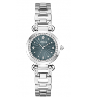 Guess Ginger GW0869L5 Γυναικείο Ρολόι 30mm με Ασημί Μπρασελέ και Πράσινο Καντράν