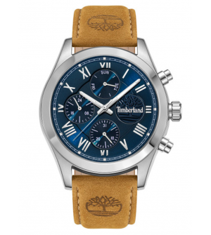 Timberland Ashmont TDWGF0082602 Ανδρικό Ρολόι 44mm με Μπλε Καντράν και Καφέ Δερμάτινο Λουράκι