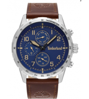 Timberland Campton TDWGF0055401 Ανδρικό Ρολόι Quartz 44mm με Καφέ Δερμάτινο Λουρί και Μπλε Καντράν