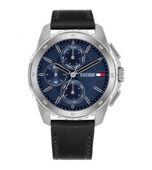 Tommy Hilfiger Ρολόι 1710619 Μπαταρίας με Μαύρο Δερμάτινο Λουράκι