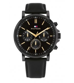 Tommy Hilfiger 1792144 Ρολόι Μπαταρίας με Μαύρο Δερμάτινο Λουράκι