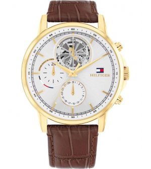 Tommy Hilfiger 1710631 Ρολόι Μπαταρίας με Καφέ Δερμάτινο Λουράκι