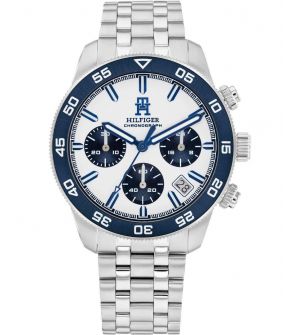 Tommy Hilfiger 1792157 Ρολόι Χρονογράφος Μπαταρίας με Ασημί Μεταλλικό Μπρασελέ