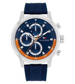 Tommy Hilfiger Rocky Multifunction 1792177 Ανδρικό Ρολόι Μπαταρίας με Μπλε Καντράν και Μπλε Λουρί Καουτσούκ 46mm