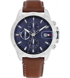 Tommy Hilfiger 1792195 Ανδρικό Ρολόι  με Καφέ Δερμάτινο Λουράκι