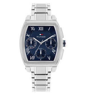 Ανδρικό Ρολόι Tommy Hilfiger TH Oxford 1710763, Αναλογικό Quartz, 36mm, Ατσάλινη Κάσα Tonneau, Ασημί Μπρασελέ, Μπλε Καντράν, Ημέρα/Ημερομηνία/24ωρη Ένδειξη, 5 ATM