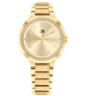 Γυναικείο Ρολόι Tommy Hilfiger 1782900, Quartz, 33mm, Χρυσή Κάσα & Μπρασελέ Ανοξείδωτο Ατσάλι, Χρυσό Ανάγλυφο Καντράν με Κρύσταλλα, 3 ATM