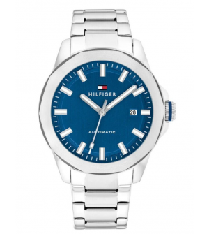 Tommy Hilfiger Lars Automatic 1710693 Ανδρικό Ρολόι Αυτόματο με Ανοξείδωτο Μπρασελέ Ασημί και Μπλε Καντράν
