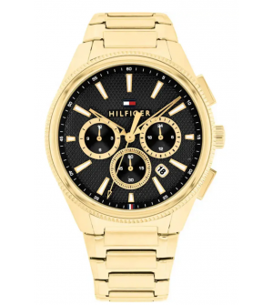 Tommy Hilfiger Ανδρικό Ρολόι Sam 1792254, Χρονογράφος, Ανοξείδωτο Ατσάλι, Ασημί Μπρασελέ, Μαύρο Καντράν, Quartz, 43mm