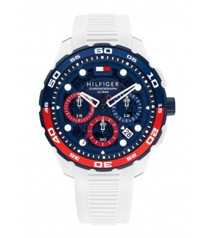 Tommy Hilfiger Thregatta Ανδρικό Ρολόι 44mm Χρονογράφος Quartz με Λευκό Λουράκι Καουτσούκ 1792231