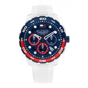 Tommy Hilfiger Thregatta Ανδρικό Ρολόι 44mm Χρονογράφος Quartz με Λευκό Λουράκι Καουτσούκ 1792231 Tommy Hilfiger Thregatta Ανδρικό Ρολόι 44mm Χρονογράφος Quartz με Λευκό Λουράκι Καουτσούκ 1792231