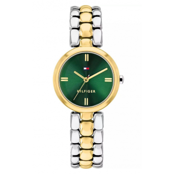 Tommy Hilfiger Annie 1782927 Γυναικείο Ρολόι 26mm με Δίχρωμο Μπρασελέ Ασημί/Χρυσό και Πράσινο Καντράν Tommy Hilfiger Annie 1782927 Γυναικείο Ρολόι 26mm με Δίχρωμο Μπρασελέ Ασημί/Χρυσό και Πράσινο Καντράν