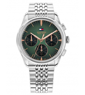 Tommy Hilfiger Bryant 1710813 Ανδρικό Ρολόι Quartz με Ασημί Μπρασελέ και Πράσινο Καντράν 38mm