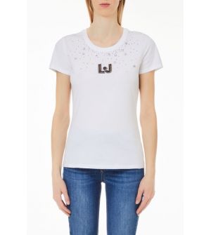 Liu Jo WF4106J5904-N9984 Γυναικεία Μπλούζα Κοντομάνικη Λευκή