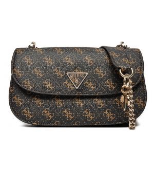 Guess HWEQG951021-BNL Γυναικεία Τσάντα Ώμου Καφέ