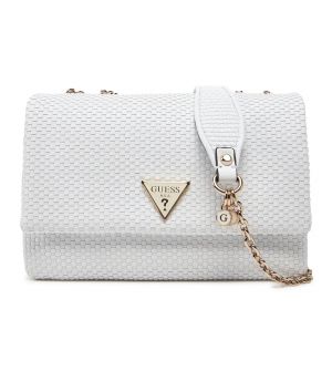 Guess HWWG9638210-WHI Γυναικεία Τσάντα Ώμου με Κλαπέτα, Λευκή, 23×16×8 cm 