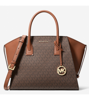 Michael Michael Kors Γυναικεία Τσάντα Χειρός / Ώμου Avril 35F4G4VS3B-Brown, Signature Logo, Με Αποσπώμενο Λουράκι, Large