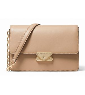 Michael Kors Γυναικεία Τσάντα Φάκελος Cece Medium Structured Clutch 35R3G0EC60-Camel, Vegan Δέρμα, Με Αποσπώμενη Αλυσίδα