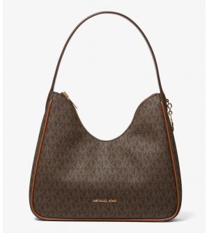 Michael Kors Nayla Small Signature Logo Hobo Shoulder Bag 35F6G5ZH1B-0200 Καφέ Γυναικεία Τσάντα Ώμου