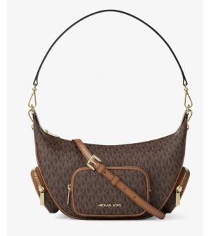 Michael Kors Merritt Medium Signature Logo Convertible Shoulder Bag 35R6G0WS8B-0200 Γυναικεία Τσάντα Ώμου Καφέ