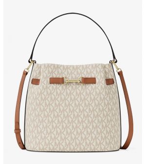 Michael Kors Carson Medium Signature Logo Convertible Bucket Crossbody Bag 35R6G2ZS6B-0150 Vanilla