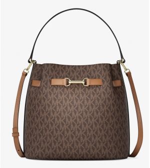Michael Kors Carson Medium Signature Logo Convertible Bucket Crossbody Bag 35R6G2ZS6B-0200 Καφέ Γυναικεία Τσάντα Ώμου / Χιαστί