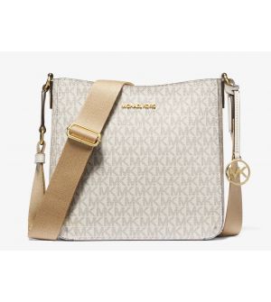 Michael Kors Jet Set Travel Small Γυναικεία Τσάντα Χιαστί 35S4GTVC5B-149, Logo Print, Μπεζ