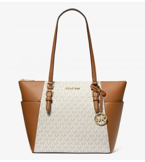 Michael Kors Charlotte Large Γυναικεία Τσάντα Ώμου Tote 35T0GCFT3B-149, Vanilla, με Logo Print
