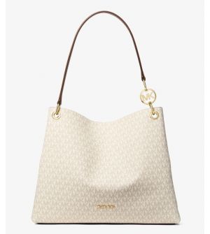 Michael Kors Christina Large Γυναικεία Τσάντα Ώμου Signature Logo 35T5G8WE6B-150 Vanilla