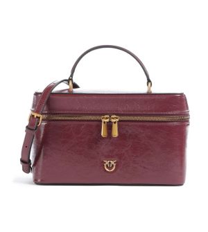 Pinko Vanity Classic Γυναικεία Τσάντα Χειρός 106348A2JC-WW5Q από Δέρμα, Σκούρο Κόκκινο με Χρυσές Λεπτομέρειες
