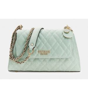 Guess Isemay HWGG9628210-LIS Γυναικεία Τσάντα Ώμου, Οικολογικό Δέρμα με Λουστρίνι Υφή, Καφέ, Κλείσιμο με Καπάκι