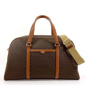 Michael Michael Kors Travel XL Weekender 35S4GTFU4B-Brown Γυναικεία Ταξιδιωτική Τσάντα Boston Καφέ PVC με Δερμάτινες Λεπτομέρειες 48cm