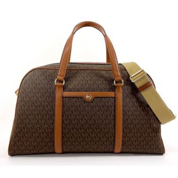 Michael Michael Kors Travel XL Weekender 35S4GTFU4B-Brown Γυναικεία Ταξιδιωτική Τσάντα Boston Καφέ PVC με Δερμάτινες Λεπτομέρειες 48cm Michael Michael Kors Travel XL Weekender 35S4GTFU4B-Brown Γυναικεία Ταξιδιωτική Τσάντα Boston Καφέ PVC με Δερμάτινες Λεπτομέρειες 48cm
