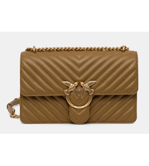 Pinko Γυναικεία Δερμάτινη Τσάντα Χιαστί 100941A0GK-L22Q Λαδί 26,5x17x8cm