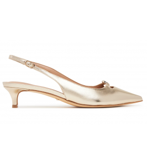 Guess FLTJESLEM05-PLATI Jessah Plati Γυναικείες Δερμάτινες Γόβες Slingback Χρυσές