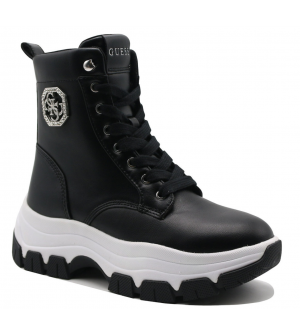 Guess FLFBNZELE12-BLACK Benzon Γυναικεία Μποτάκια Μαύρα από Eco-Leather με Εσωτερικό Φερμουάρ