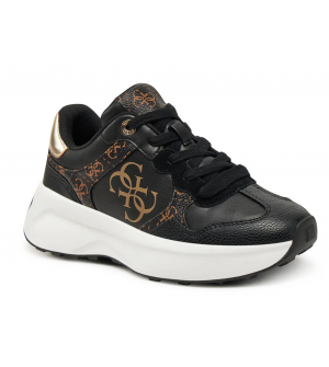 Guess Luckei Κωδικός: FLPLUCFAL12-BLKBR BRASS Γυναικεία Sneakers Μαύρα με Brass Λεπτομέρειες, Αντιολισθητική Σόλα
