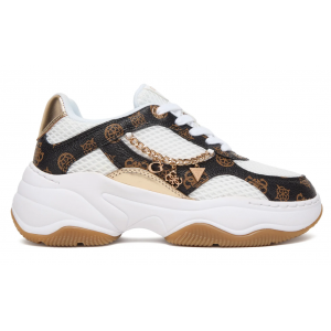 Γυναικεία Sneakers Guess HARPAA FLPHARFAL12-WHIBR, Λευκό/Καφέ, Πλατφόρμα 6 cm, BOA Δέσιμο, Casual Fashion