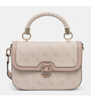 Γυναικεία Τσάντα Χειρός Guess ORLINA HWSG9540200-SDL , Μπεζ, Logo Print, Πολυουρεθάνη, 21.5 x 15 x 7 cm, Αποσπώμενο Λουράκι
