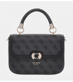 Γυναικεία Τσάντα Χειρός Guess Orlina Logo HWSG9540200-CLO, Μαύρη, Οικολογικό Δέρμα, 22 x 15 x 7 cm, Καπάκι με Μαγνητικό Κούμπωμα