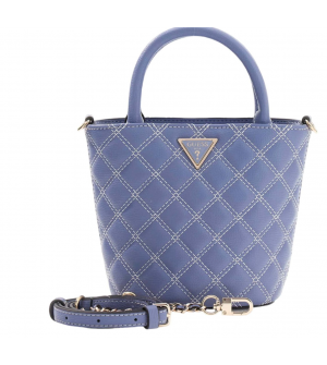 Guess Giully II Mini Tote HWBQ9673760-GBU Γυναικεία Τσάντα Χιαστί / Χειρός Καπιτονέ, Μπλε-Γκρι, Οικολογικό Δέρμα