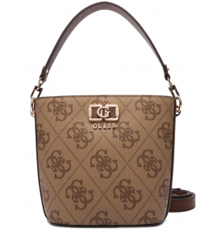 Guess Karnilla HWOS9901010-LGW Γυναικεία Τσάντα Ώμου & Χειρός Bucket Bag, Μπεζ/Καφέ, Οικολογικό Δέρμα