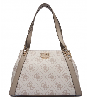 Guess Karnilla HWOS9901220-DKO Γυναικεία Τσάντα Ώμου, Μπεζ, Οικολογικό Δέρμα, Monogram Σχέδιο