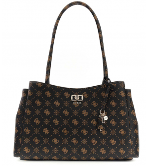 Guess Emelie Logo Girlfriend Carryall HWGP9928220-ESL Γυναικεία Τσάντα Ώμου Καφέ (Espresso Logo)
