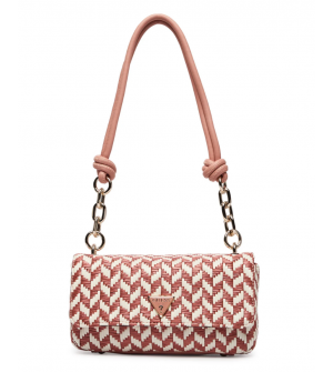 Guess Tessi HWWG7691190-CPU Γυναικεία Τσάντα Ώμου Σκούρο Ροζ, Οικολογικό Δέρμα, Πλεκτό Σχέδιο, Μαγνητικό Κούμπωμα & Κλαπέτα